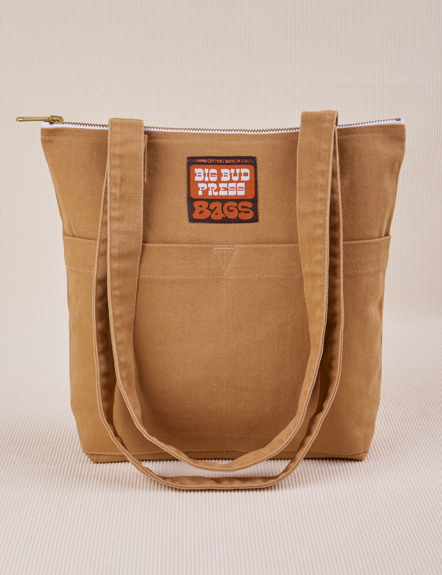 Over-Shoulder Zip Mini Tote in Tan