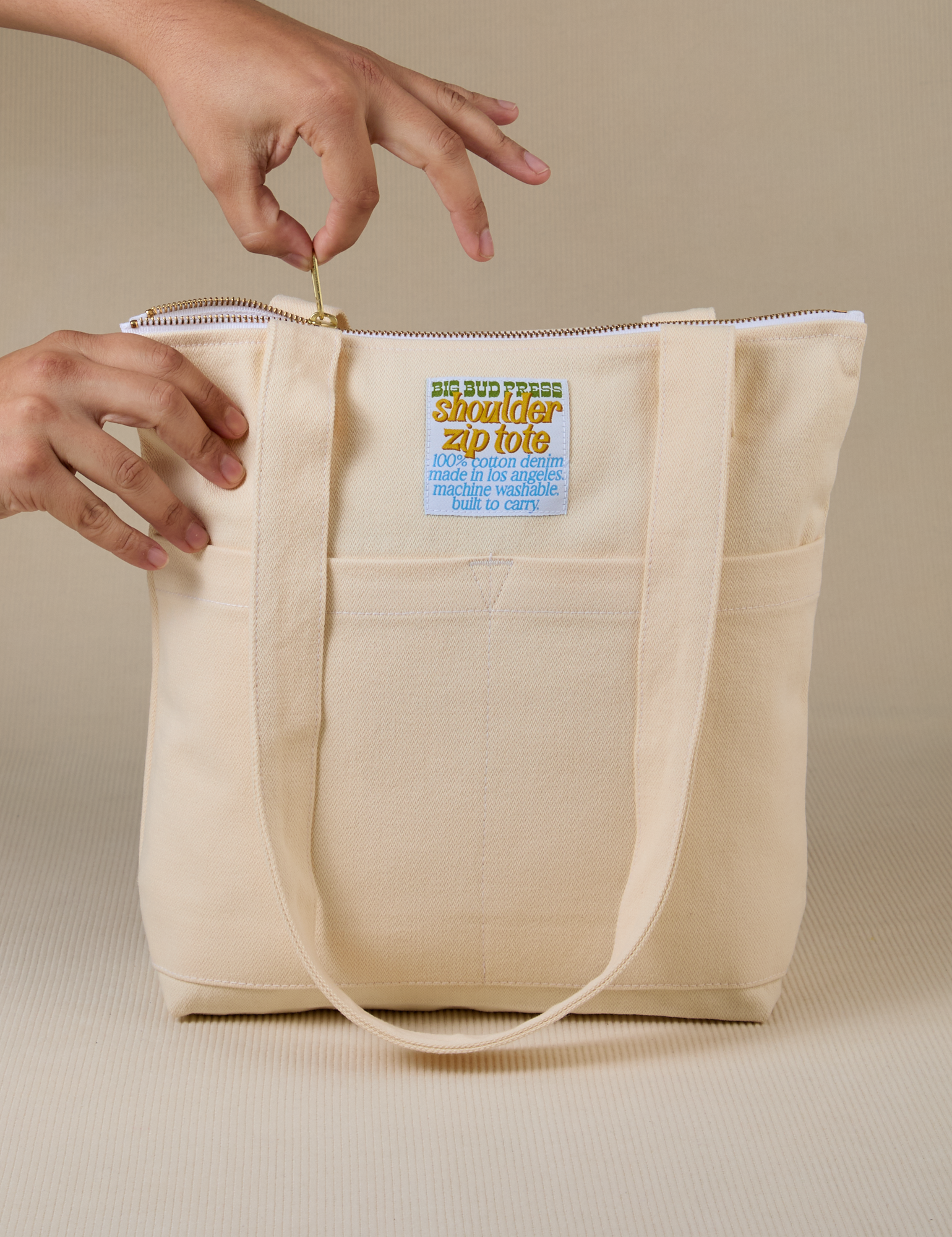 Over-Shoulder Zip Mini Tote in Vintage Tee Off-White