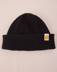 Ribbed Beanie in Basic Black