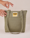 Over-Shoulder Zip Mini Tote in Khaki Grey