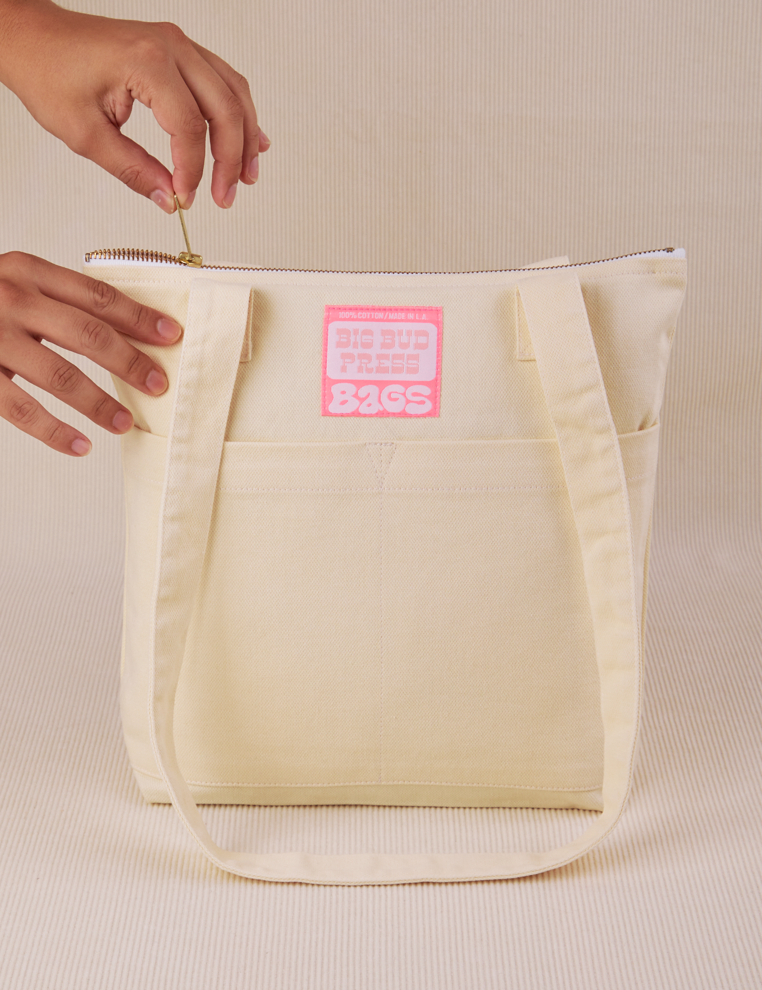 Over-Shoulder Zip Mini Tote in Vintage Off-White