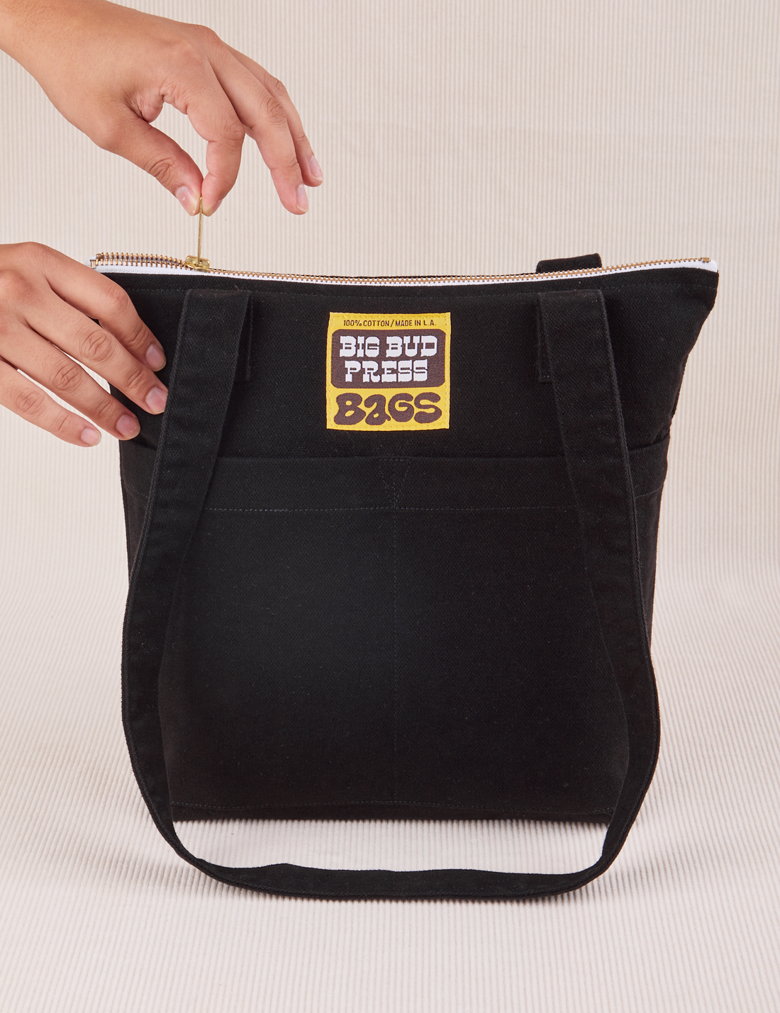 Over-Shoulder Zip Mini Tote in Black 
