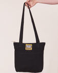 Over-Shoulder Zip Mini Tote in Black held by model