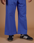 Close up of the Cornflower Blue Action Pant on Isaac