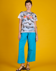 Alex wearing the Dark Cloud & Sky Airbrush Vintage Tee with Hawaiian Blue Drop Pocket Cargo Pants