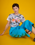 Alex in the Dark Cloud & Sky Airbrush Vintage Tee with the Hawaiian Blue Drop Pocket Pants