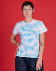 Alex is wearing the Cloud Coverage Airbrush Vintage Tee
