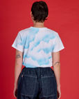 Back view of Alex in the Cloud Coverage Airbrush Vintage Tee