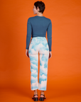 Back view of the Cloud Coverage Airbrush Work Pants on Alex