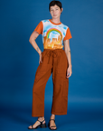 Alex wearing the Orange Mesa Airbrush Vintage Tee tucked into the Burnt Terracotta Drop Pocket Pants