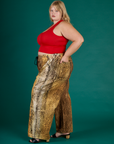 Side view of the Leopard Drop Pocket Pant on Juliet