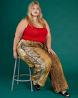 Angled side view of the Leopard Drop Pocket Pant on Juliet