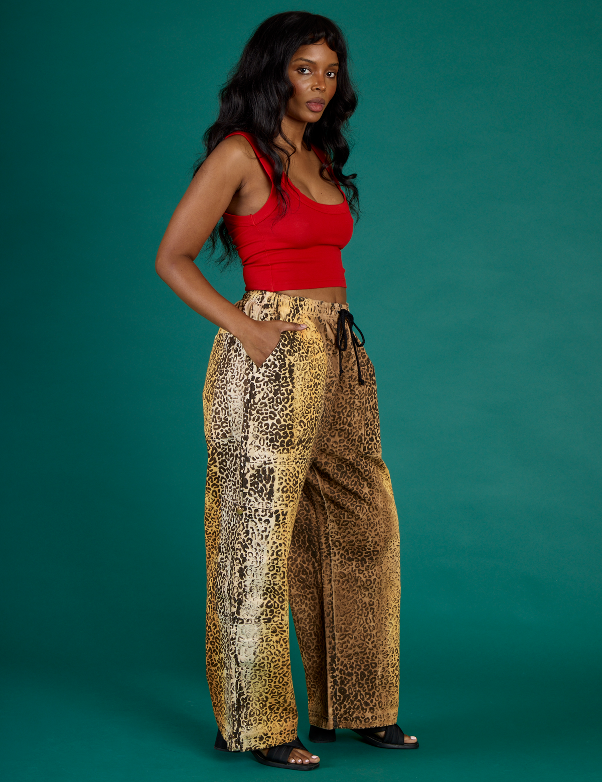 Drop Pocket Pants - Leopard Print
