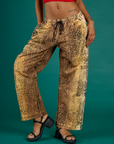 Close up of the Leopard Drop Pocket Pant on Kira