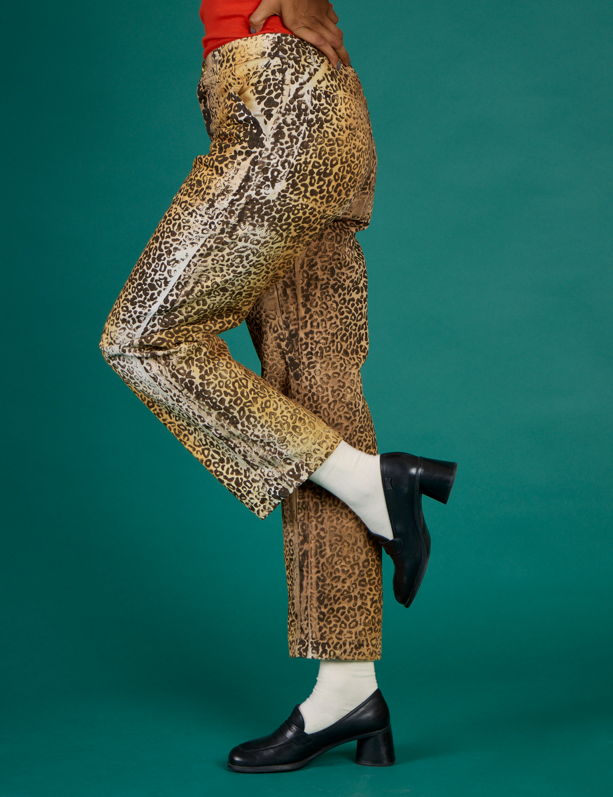 Side view of the Leopard Work Pant on Kira