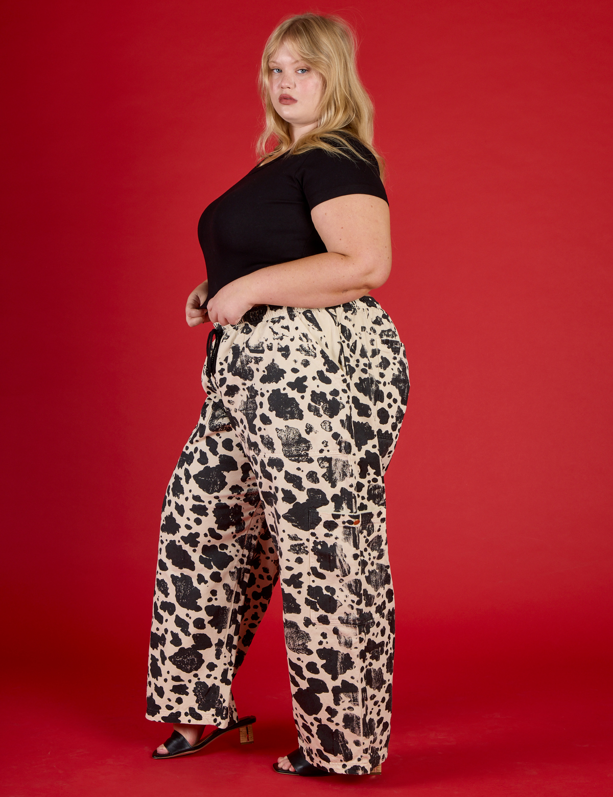 Drop Pocket Pants - Cow Print