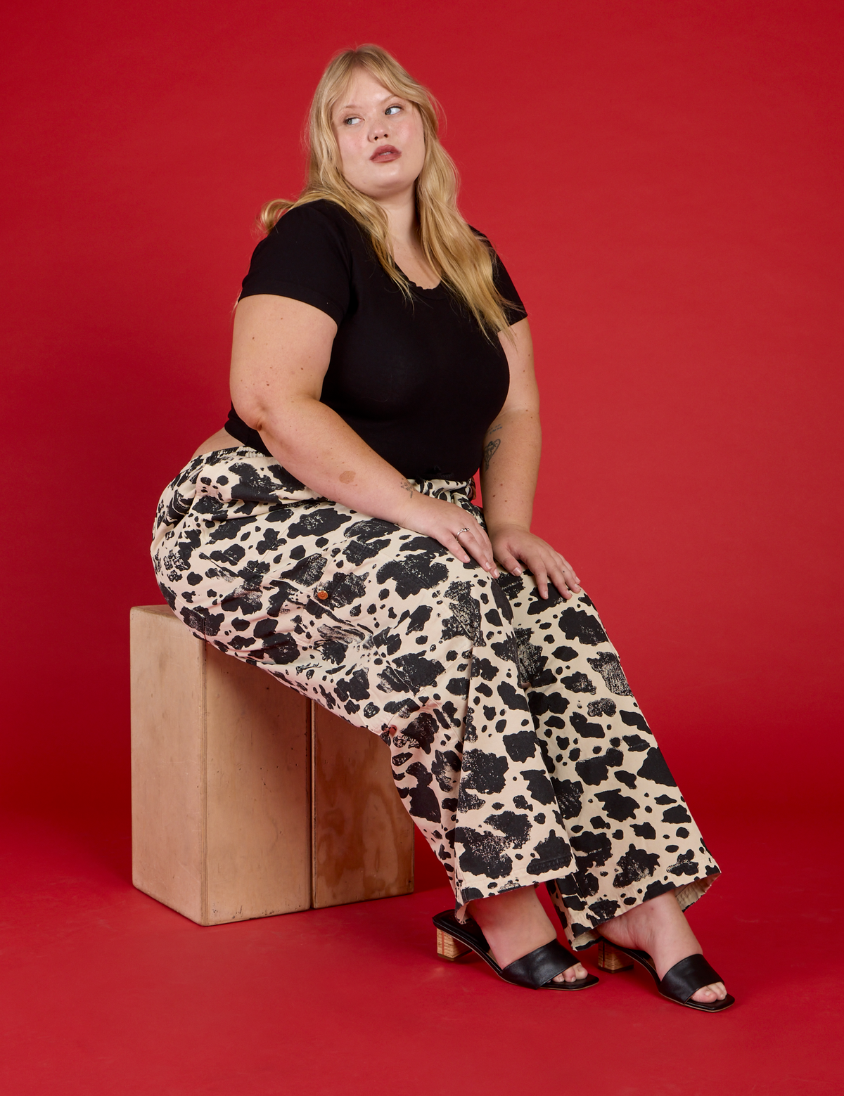 Drop Pocket Pants - Cow Print