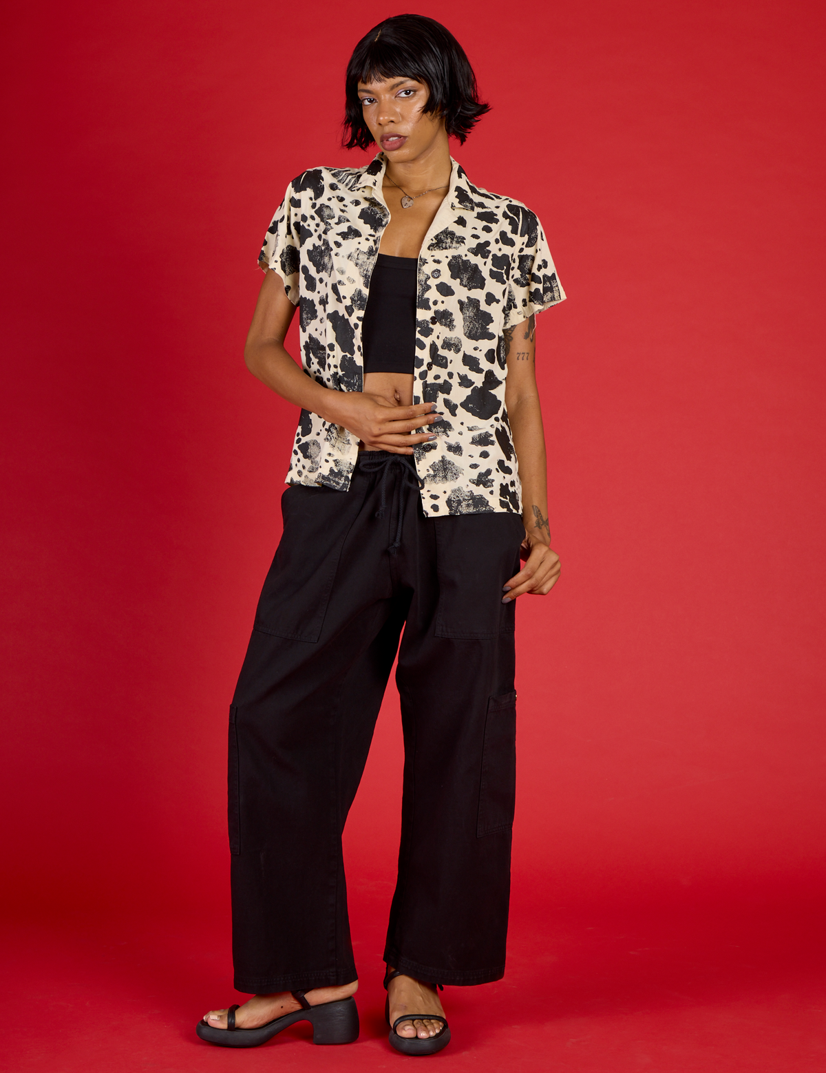 Pantry Button-Up - Cow Print