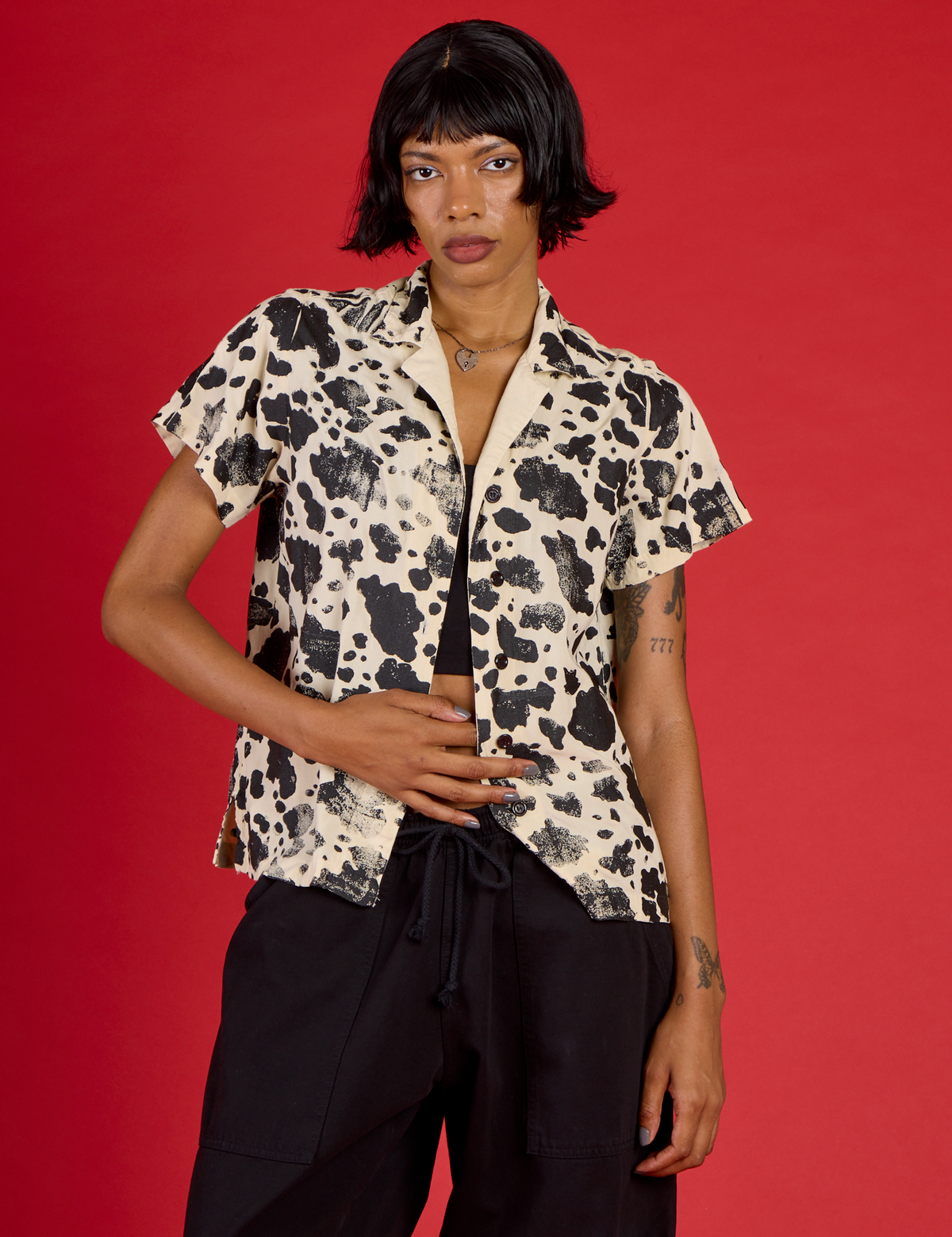 Pantry Button-Up - Cow Print