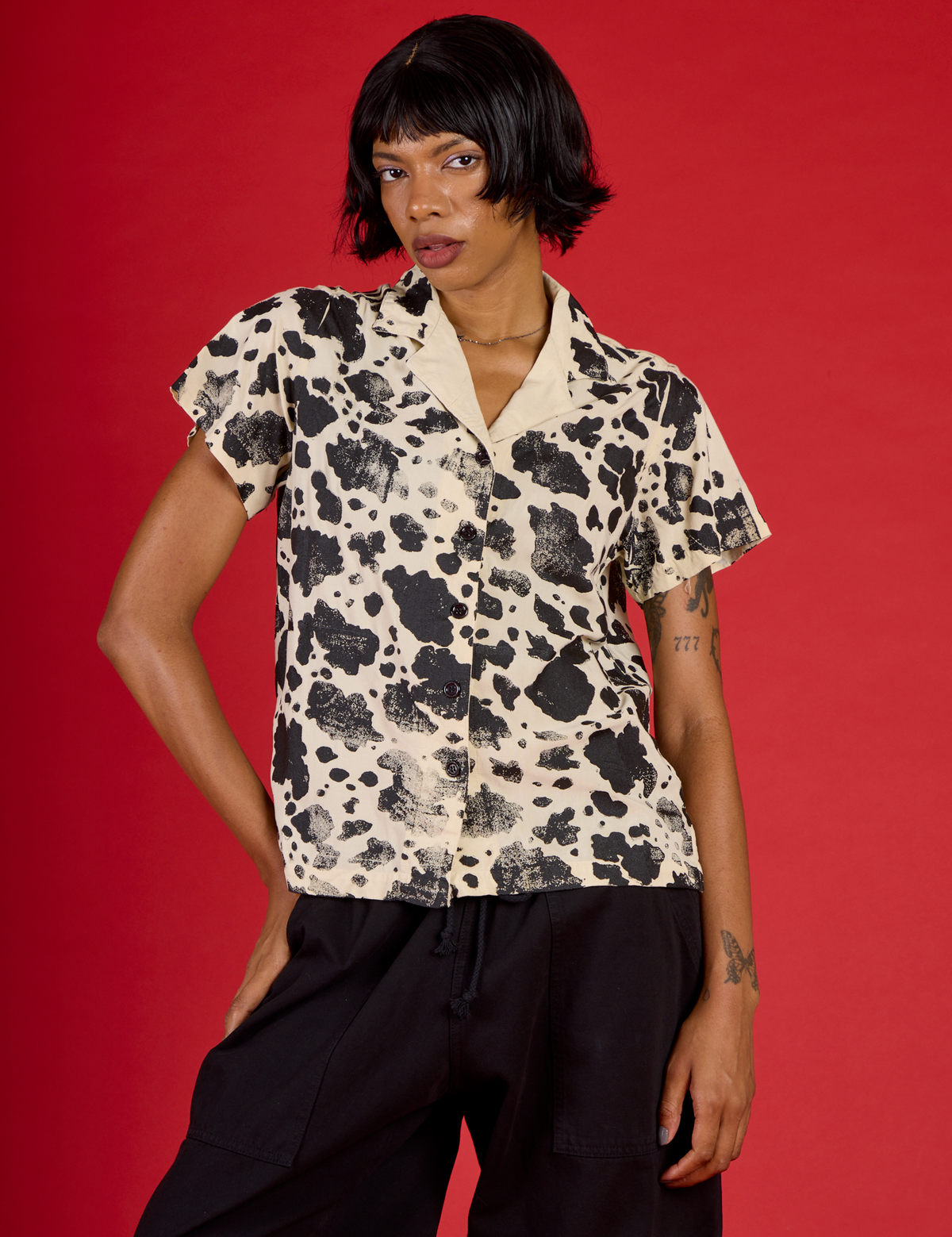 Pantry Button-Up - Cow Print