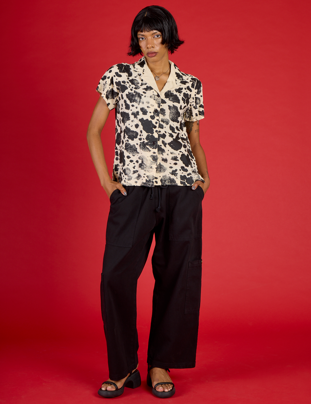 Pantry Button-Up - Cow Print