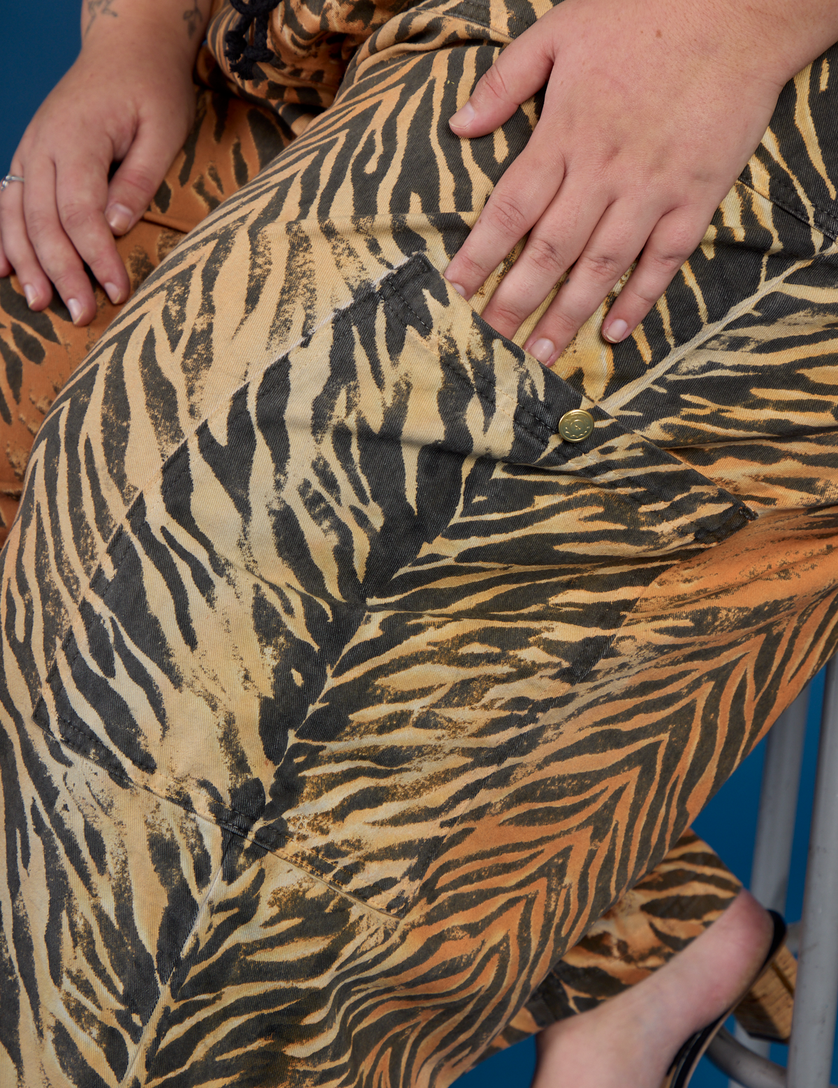 Drop Pocket Pants - Tiger Print
