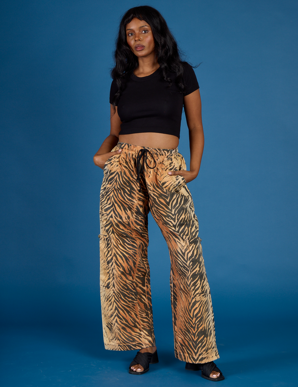 Drop Pocket Pants - Tiger Print