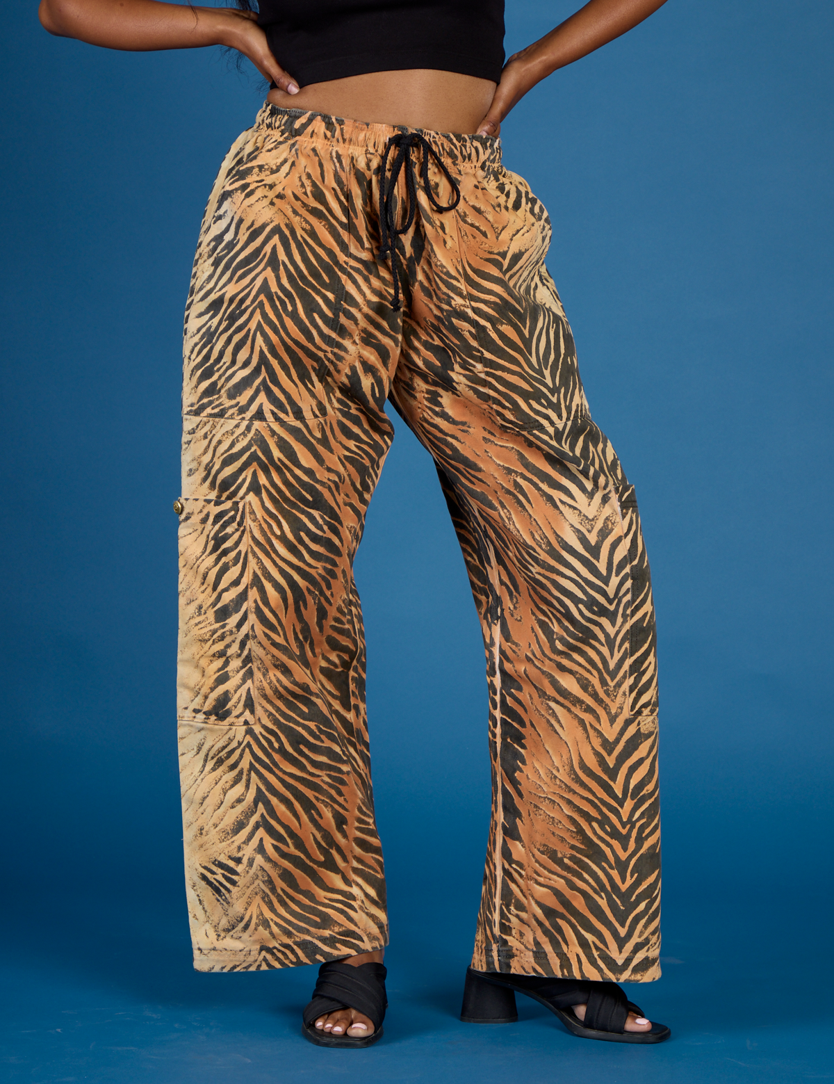 Drop Pocket Pants - Tiger Print