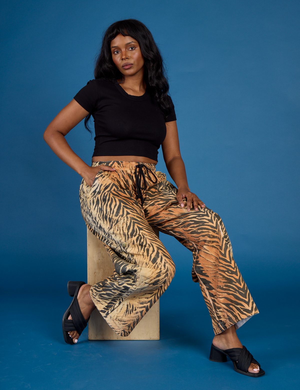 Drop Pocket Pants - Tiger Print