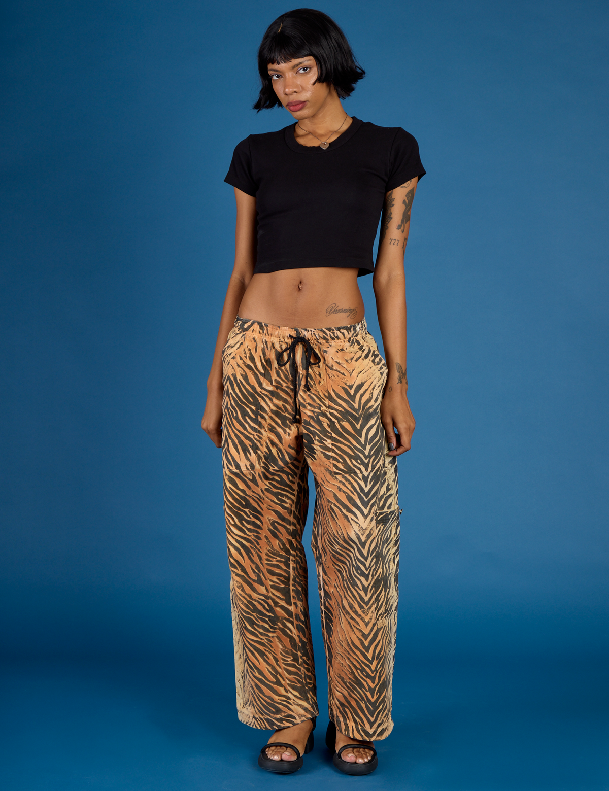 Drop Pocket Pants - Tiger Print