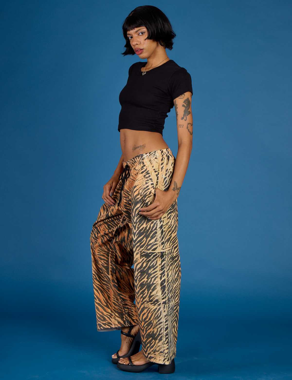 Drop Pocket Pants - Tiger Print