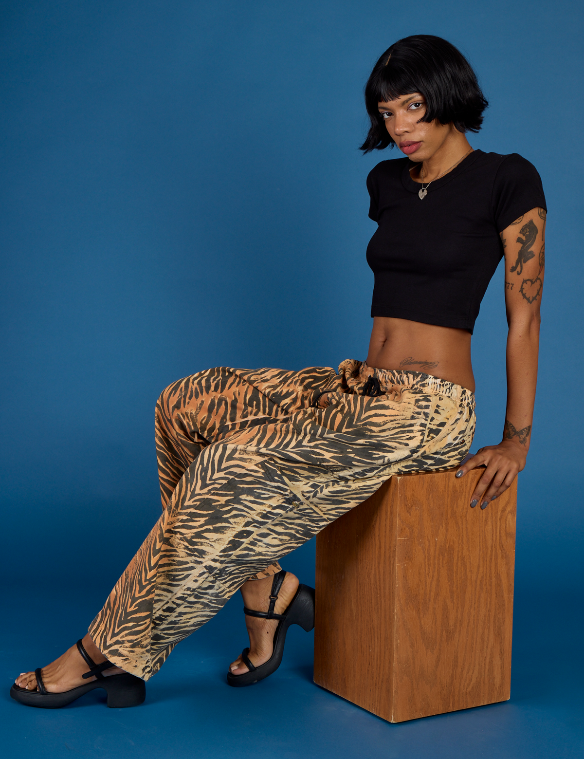 Drop Pocket Pants - Tiger Print