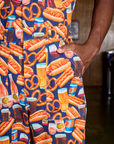 Short Sleeve Jumpsuit - Hot Dog & Beer & Wine & Pretzels