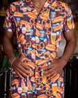 Short Sleeve Jumpsuit - Hot Dog & Beer & Wine & Pretzels