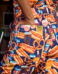 Short Sleeve Jumpsuit - Hot Dog & Beer & Wine & Pretzels