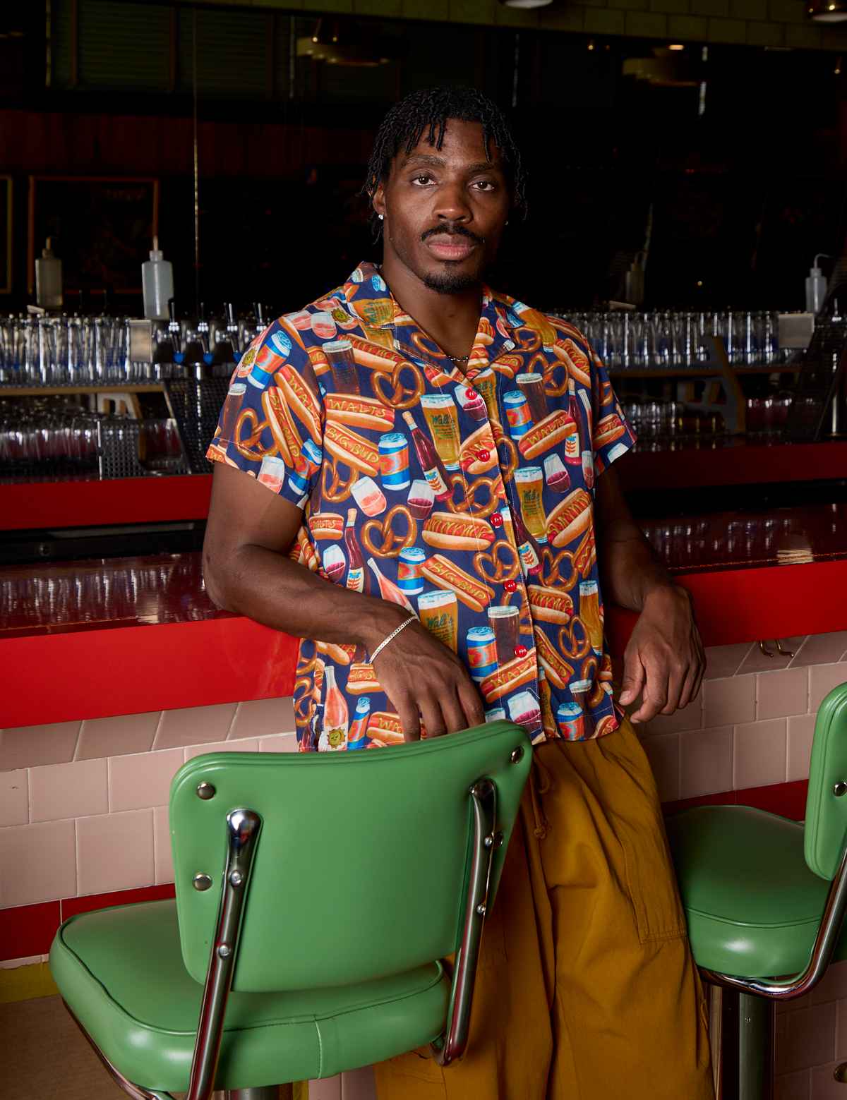 Hot Dogs &amp; Beer &amp; Wine &amp; Pretzels Pantry Button-Up