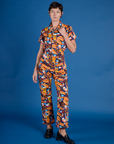 Short Sleeve Jumpsuit - Hot Dog & Beer & Wine & Pretzels