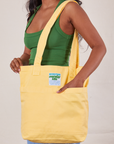 Everyday Tote Bag in Butter Yellow worn by model