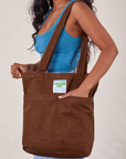 Everyday Tote Bag in Fudgesicle Brown worn by model