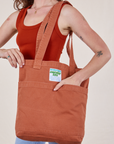 Everyday Tote Bag in Clay Red worn by model