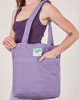 Everyday Tote Bag in Faded Grape worn by model