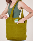Everyday Tote Bag in Olive Green worn by model