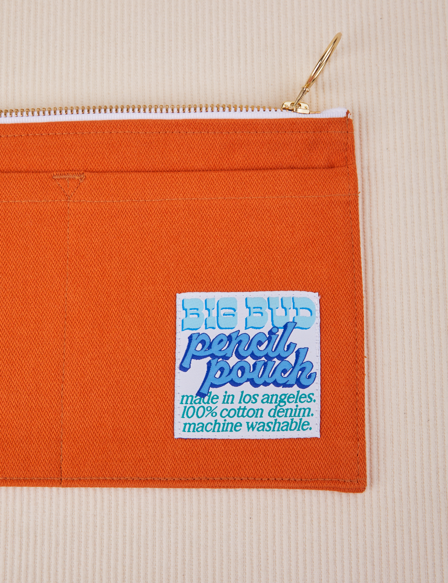 Close up of Pencil Pouch in Burnt Orange