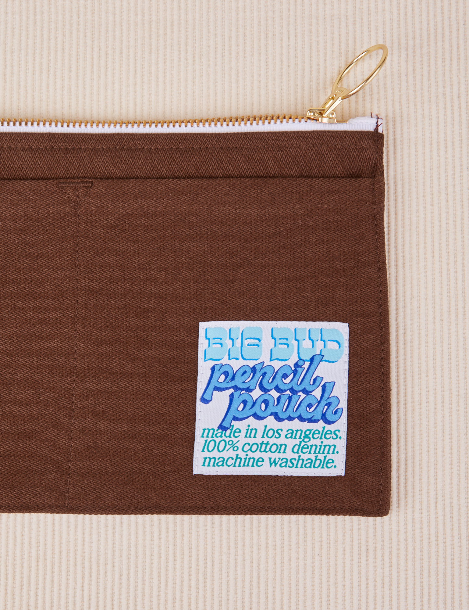 Close up of Pencil Pouch in Fudgesicle Brown