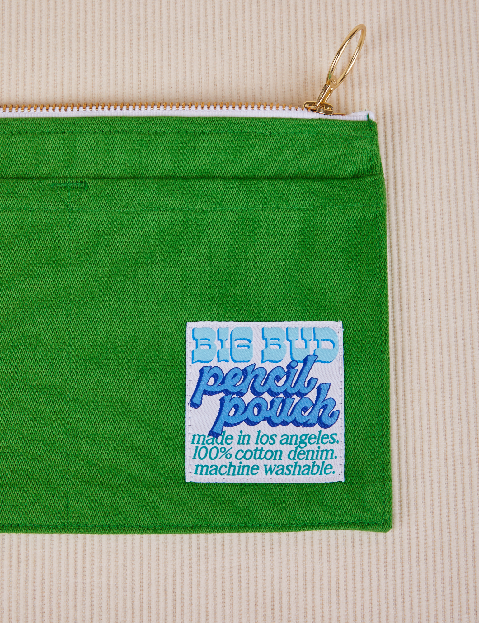 Close up of Pencil Pouch in Kelly Green