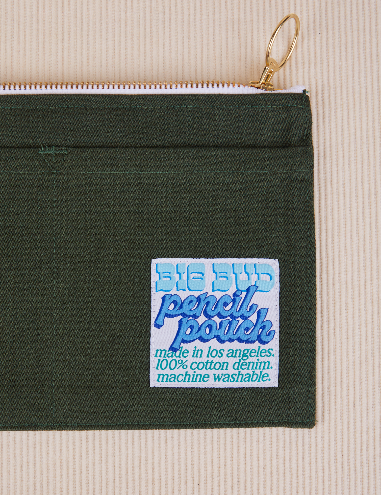 Close up of Pencil Pouch in Swamp Green