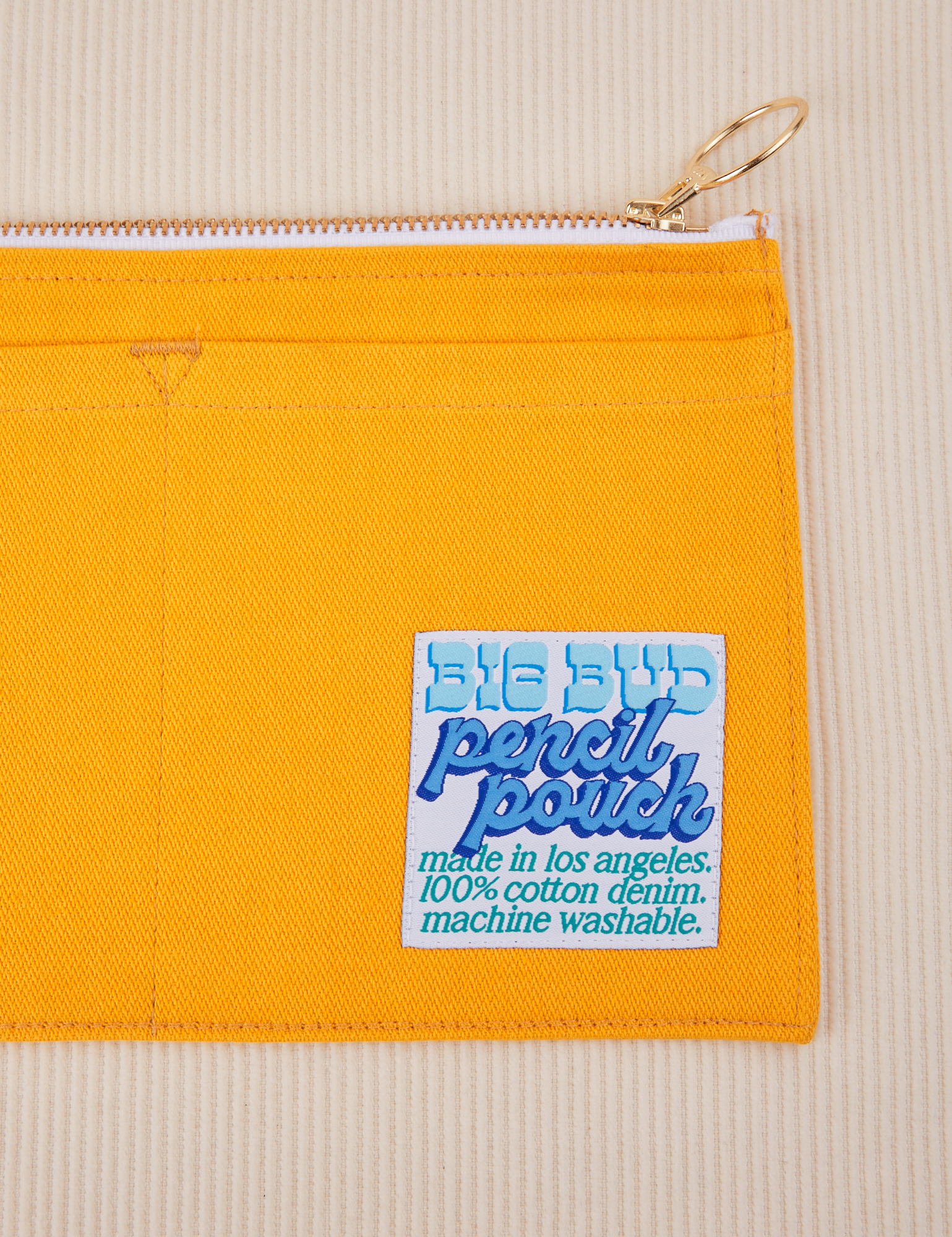 Close up of Pencil Pouch in Mustard Yellow