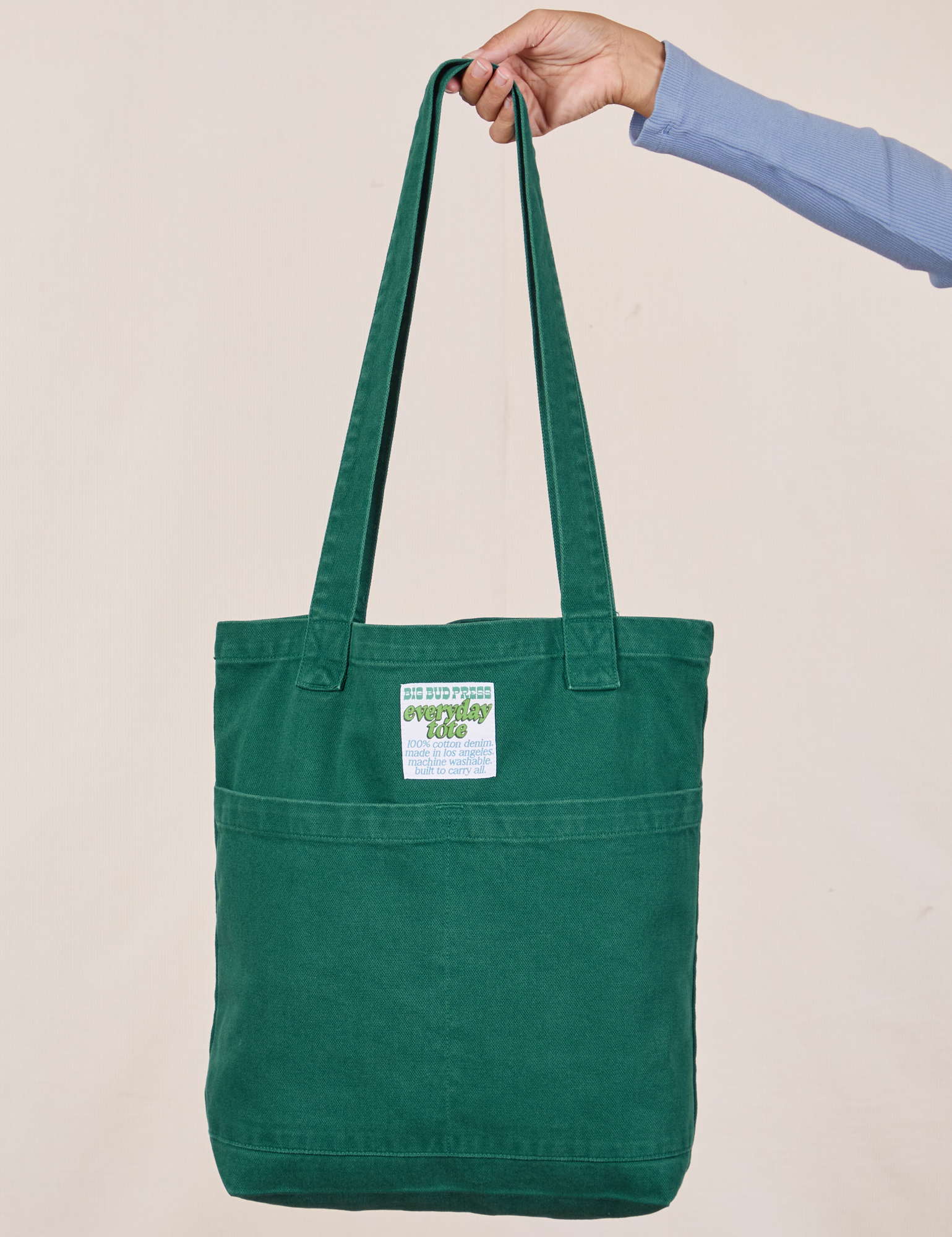 green denim bag