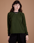 Long Sleeve Burly Tee - Evergreen/Black Stripe
