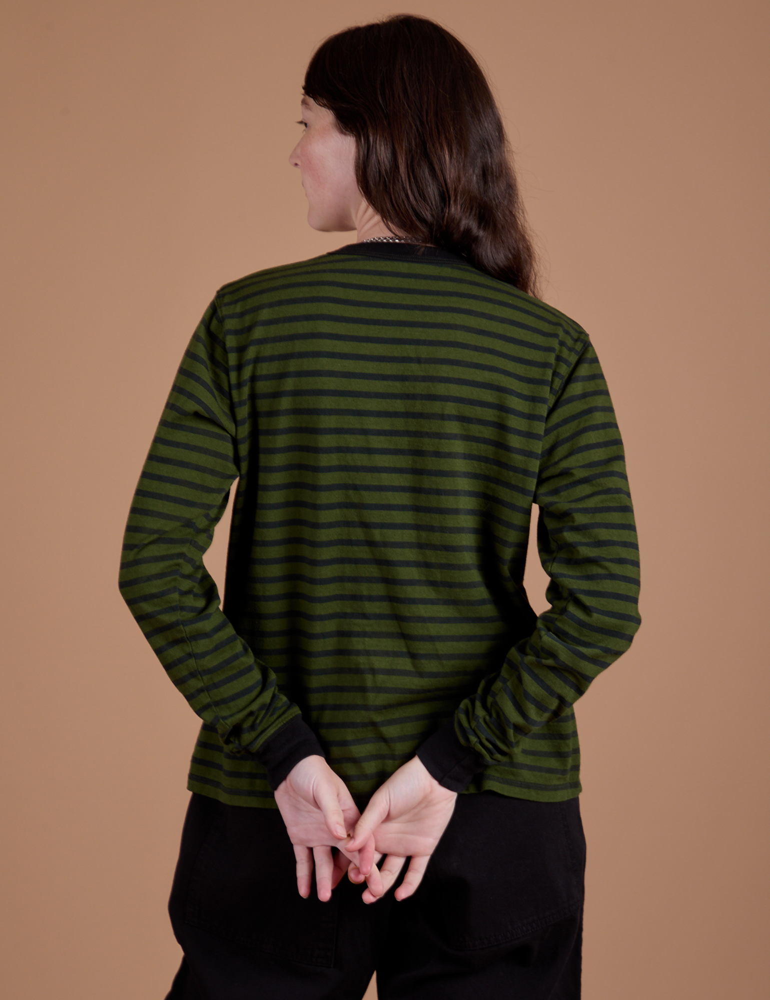 Long Sleeve Burly Tee - Evergreen/Black Stripe